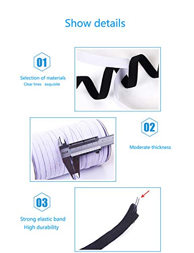 Bestgift - Cinta elástica para coser y manualidades, para manualidades, ropa de bricolaje, ancha, para costura, DIY, elástica, pantalones, goma elástica, color blanco, 12 mm Bestgift - Cinta elástica para coser y manualidades, para manualidades, ropa de bricolaje, ancha, para costura, DIY, elástica, pantalones, goma elástica, color blanco, 12 mm