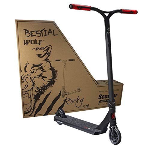 Bestial Wolf Rocky R12 Black, Patinete Pro Scooter Freestyle Nivel Profesional (Negro)