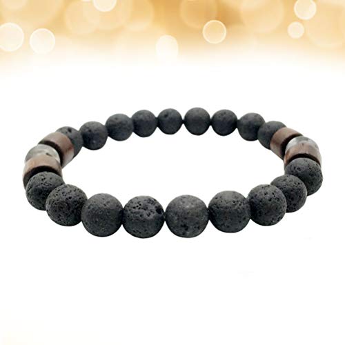 BESTOYARD Pulsera de Piedra de Lava Piedra volcánica Elástica de Yoga Cuentas de ágata Pulsera de Piedra Natural Joyería para Hombres, Mujeres