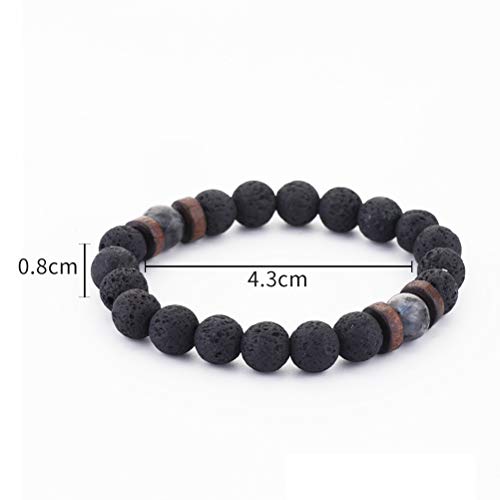 BESTOYARD Pulsera de Piedra de Lava Piedra volcánica Elástica de Yoga Cuentas de ágata Pulsera de Piedra Natural Joyería para Hombres, Mujeres