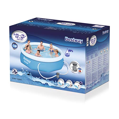 Bestway Fast Set Juego de Piscina con Bomba de Filtro, Azul, 305 x 76 cm Bestway Fast Set Juego de Piscina con Bomba de Filtro, Azul, 305 x 76 cm