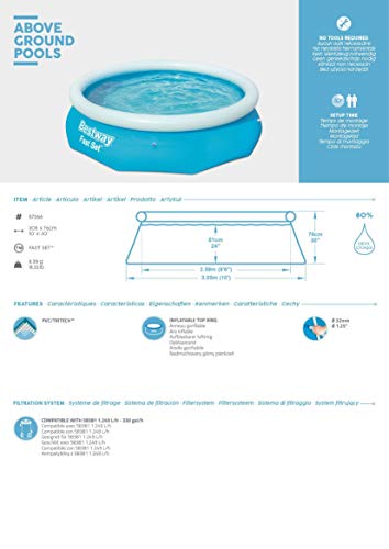 Bestway Fast Set Piscina Desmontable Autoportante, 305 x 76 cm Bestway Fast Set Piscina Desmontable Autoportante, 305 x 76 cm