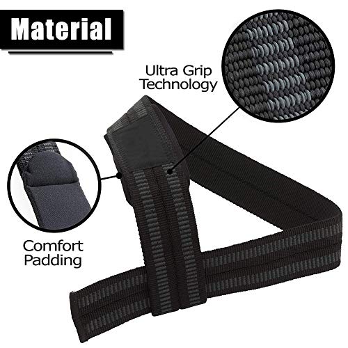 BESTZY Correas Levantamiento de Pesas, 2 Pares Straps Powerlifting Entrenamiento de Fuerza 60cm para Fortalecer el Ejercicio Físico de Entrenamiento (Negro)