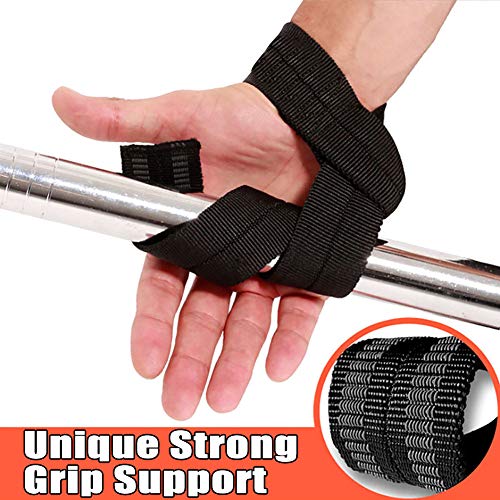 BESTZY Correas Levantamiento de Pesas, 2 Pares Straps Powerlifting Entrenamiento de Fuerza 60cm para Fortalecer el Ejercicio Físico de Entrenamiento (Negro)