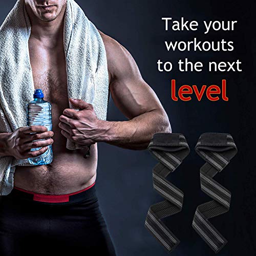 BESTZY Correas Levantamiento de Pesas, 2 Pares Straps Powerlifting Entrenamiento de Fuerza 60cm para Fortalecer el Ejercicio Físico de Entrenamiento (Negro) BESTZY Correas Levantamiento de Pesas, 2 Pares Straps Powerlifting Entrenamiento de Fuerza 60cm para Fortalecer el Ejercicio Físico de Entrenamiento (Negro)
