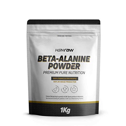 Beta Alanina en polvo de HSN | Suplemento para Mejorar Rendimiento Deportivo | 100% Pura, Ideal para Esfuerzos de Alta Intensidad | Vegano, Sin Gluten, Sin Lactosa, Sin Sabor, 1 Kg