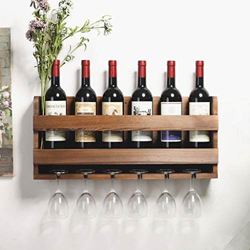 Betty Botelleros Estante para vinos, 7 Botellas de Madera Maciza Colgante de Pared Portavasos de Vino Portavasos Soporte de exhibición Decoración Restaurante Familiar (Color : Color Madera)