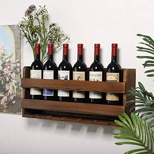 Betty Botelleros Estante para vinos, 7 Botellas de Madera Maciza Colgante de Pared Portavasos de Vino Portavasos Soporte de exhibición Decoración Restaurante Familiar (Color : Color Madera)