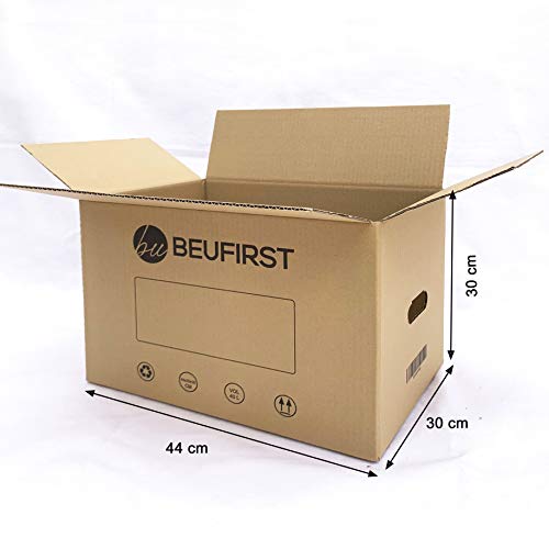 Beufirst Pack de 20 cajas de Cartón con Asas 440x300x300mm, Cajas para Mudanza, Envíos, Almacenaje y Transporte