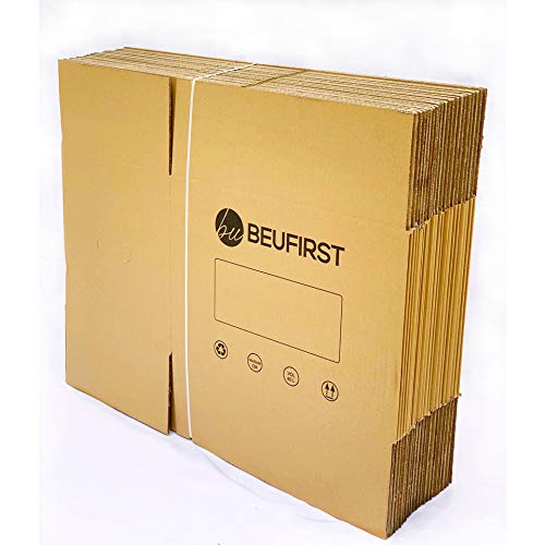 Beufirst Pack de 20 cajas de Cartón con Asas 440x300x300mm, Cajas para Mudanza, Envíos, Almacenaje y Transporte