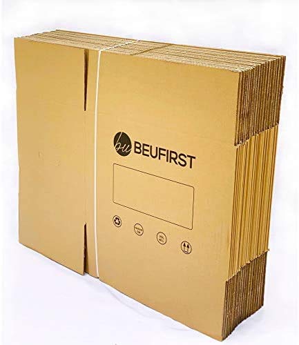 Beufirst Pack de 20 Cajas de Cartón con Asas 440x300x300mm, y Cinta Adhesiva, Cajas para Mudanza, Envíos, Almacenaje y Transporte