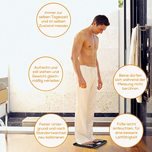 Beurer BF600 - Báscula de baño diagnóstica Bluetooth, compatible con App en español Health Manager, 2 electrodos, Android y iOs, negro, 30 x 30 x 2,1 cm, 1,5 kg Beurer BF600 - Báscula de baño diagnóstica Bluetooth, compatible con App en español Health Manager, 2 electrodos, Android y iOs, negro, 30 x 30 x 2,1 cm, 1,5 kg