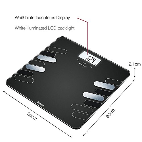 Beurer BF600 - Báscula Diagnóstica Bluetooth, Báscula de Baño Corporal Compatible con la App en Español Health Manager, 4 Electrodos, Android y iOs, Negro Beurer BF600 - Báscula Diagnóstica Bluetooth, Báscula de Baño Corporal Compatible con la App en Español Health Manager, 4 Electrodos, Android y iOs, Negro