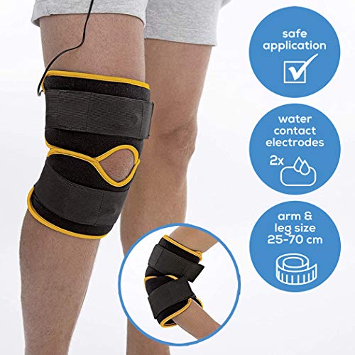 Beurer EM29 Electroestimulador para Rodilla sy codos 2 en 1, Negro, 4 Programa sEntrenamiento, Cinta Flexible y Ajustable