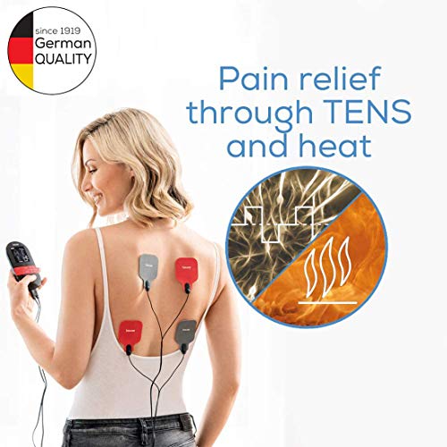 Beurer EM59 Electroestimulador digital con función calor, tens, ems y masaje, 2 canales, función calor, 4 electrodos, con pads de gel, intensidad regulable, temporizador, color negro rojo Beurer EM59 Electroestimulador digital con función calor, tens, ems y masaje, 2 canales, función calor, 4 electrodos, con pads de gel, intensidad regulable, temporizador, color negro rojo