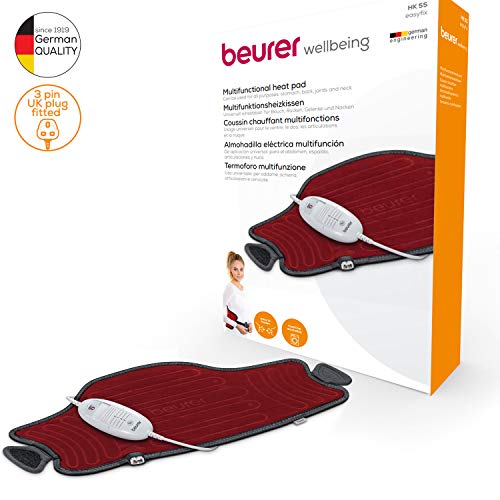 Beurer HK55 - Almohadilla electrónica cervical / lumbar con superficie suave y transpirable, cinturón ajustable, 3 potencias, 100 W, lavable, apagado automático 90 mins, color granate Beurer HK55 - Almohadilla electrónica cervical / lumbar con superficie suave y transpirable, cinturón ajustable, 3 potencias, 100 W, lavable, apagado automático 90 mins, color granate