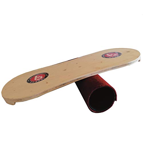 Bextreme Tabla Balance 100% Madera 80x32x2cm + Rulo 13cm diámetro Forrado Felpa. Indo Board para equilibrios, Trucos, Fitnes, Ejercicios