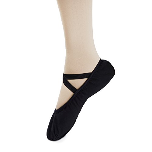 Bezioner-Shop Zapatillas de ballet Canvas Dance Zapatos Split (Negro y Rosa claro) Le recomendamos que elija uno (1) Tamaño Más Grande que su Tamaño Normal del Zapato (38, Negro)