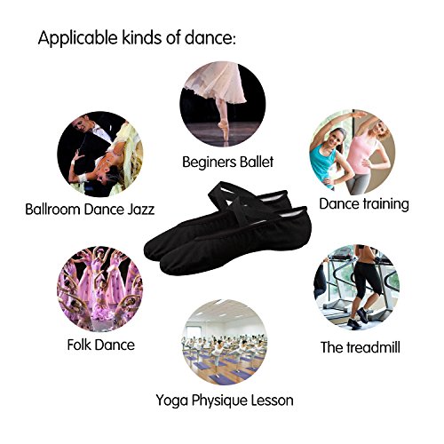 Bezioner-Shop Zapatillas de ballet Canvas Dance Zapatos Split (Negro y Rosa claro) Le recomendamos que elija uno (1) Tamaño Más Grande que su Tamaño Normal del Zapato (38, Negro) Bezioner-Shop Zapatillas de ballet Canvas Dance Zapatos Split (Negro y Rosa claro) Le recomendamos que elija uno (1) Tamaño Más Grande que su Tamaño Normal del Zapato (38, Negro)