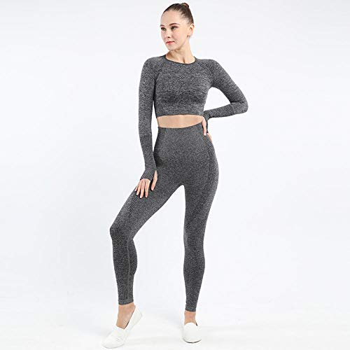 B/H Alta Pilates Fitness Mujer Gym Yoga Pantalon,Traje Deportivo sin Costuras, Traje de Yoga Fitness de Manga Larga, Pantalones de Yoga Ajustados-Negro_L,Fitness Estiramiento Yoga Pilates Pantalón