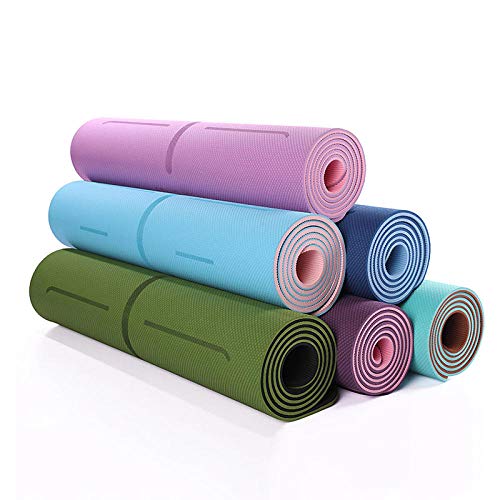 B/H Esterilla Deporte Antideslizante Ecológica,Estera de Yoga TPE Bicolor con patrón de Cola de fénix-VS_183 * 66 * 0.6cm,Yoga Mat para Pilates Yoga Fitness