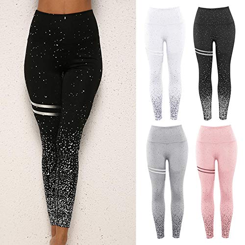 B/H Mujer Gym Yoga Pantalon,Leggings Deportivos de Cintura Alta, Pantalones de Yoga Fitness Leggings-Pink Gold_S,Elástico Transpirable Pantalones