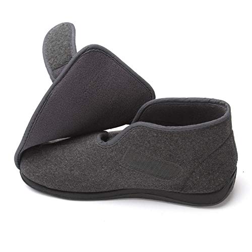 B/H Zapatillas hinchables Ajustables,Zapatos cálidos de Invierno para pies de Diabetes de Corte Alto,Zapatos de pie Ancho Anchos de Pulgar valgus-Black_37,Zapatillas para rehabilitación