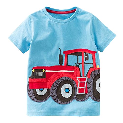 BHYDRY NiñIto Niños Bebé Chico Chica Ropa De La Historieta De Manga Corta Camiseta De Las Tapas De La Blusa(Azul,120)