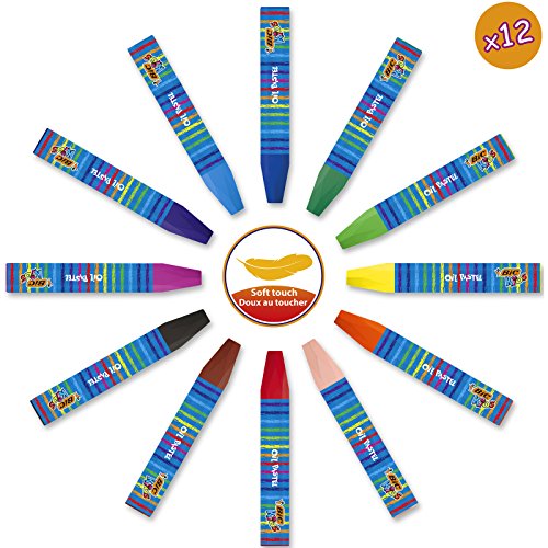 BIC Kids Maletín de colores - 12 Ceras Blandas para Colorear /12 rotuladores de colores Magic /6 Tubos de Pegamento con Purpurina y 1 Póster para Colorear