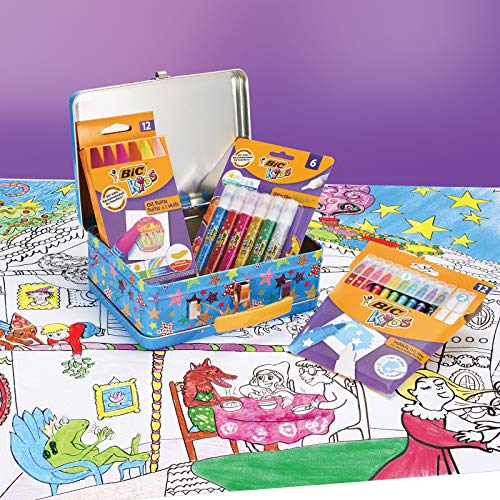 BIC Kids Maletín de colores - 12 Ceras Blandas para Colorear /12 rotuladores de colores Magic /6 Tubos de Pegamento con Purpurina y 1 Póster para Colorear BIC Kids Maletín de colores - 12 Ceras Blandas para Colorear /12 rotuladores de colores Magic /6 Tubos de Pegamento con Purpurina y 1 Póster para Colorear
