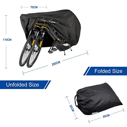 BICASLOVE Funda Bicicleta, Nylón 190T Anti Polvo Resistente al Agua a Prueba de UV Cubierta Bicicleta para Bicicleta de Montaña y Bicicleta de Carretera (Negro)