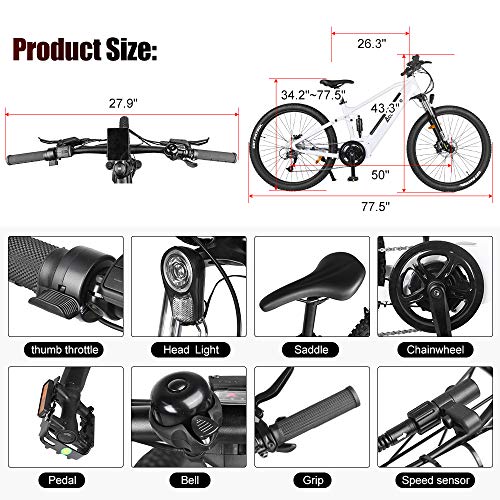 Bicicleta de montaña eléctrica de 27,5 pulgadas, motor eléctrico central BAFANG 48V 750W, con batería de litio extraíble de 12,8 Ah, sistema de frenos de doble disco de suspensión completa Shimano 9