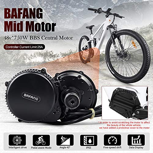 Bicicleta de montaña eléctrica de 27,5 pulgadas, motor eléctrico central BAFANG 48V 750W, con batería de litio extraíble de 12,8 Ah, sistema de frenos de doble disco de suspensión completa Shimano 9