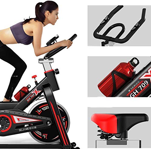 Bicicleta De Spinning Bicicleta De Ejercicio Para El Hogar, Bicicleta De Ciclo Silencioso Transmisión Por Correa Con Manillar Ajustable Asiento Volante Cromado Monitor De 5 Funciones Fitness Bike