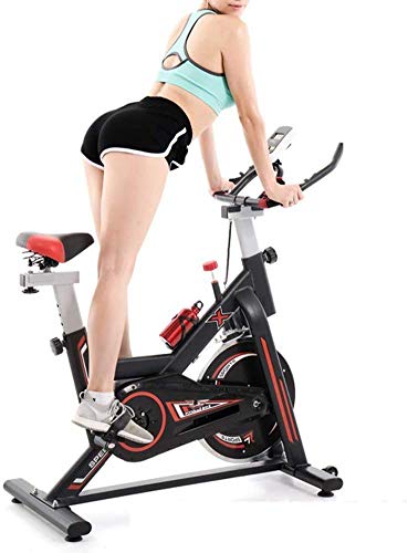 Bicicleta estática ciclismo de interior, pantalla electrónica LCD lee el tiempo, etc., manillar ajustable Resistencia del asiento, bicicleta de giro electromagnética para el hogar con rueda móvil po