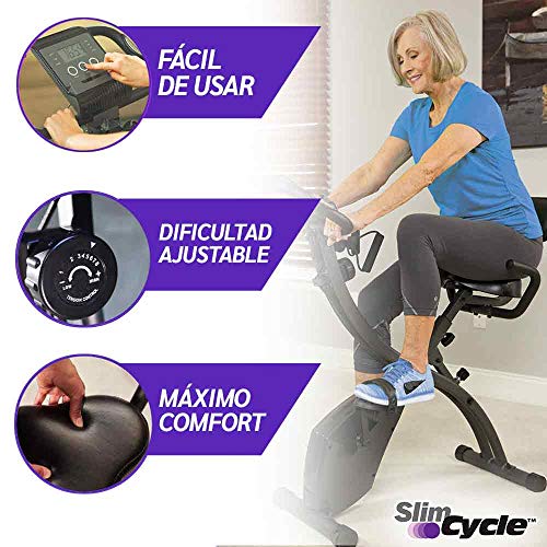 Bicicleta estática plegable, de interior, con bandas de resistencia para brazo y monitor cardíaco, perfecta máquina de ejercicio para el hogar