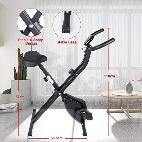 Bicicleta estática plegable EVOLAND, bicicleta estática con 8 niveles de resistencia, asiento ajustable, pantalla LCD, bicicleta interior de entrenamiento cardiovascular barata para adultos (Negro) Bicicleta estática plegable EVOLAND, bicicleta estática con 8 niveles de resistencia, asiento ajustable, pantalla LCD, bicicleta interior de entrenamiento cardiovascular barata para adultos (Negro)
