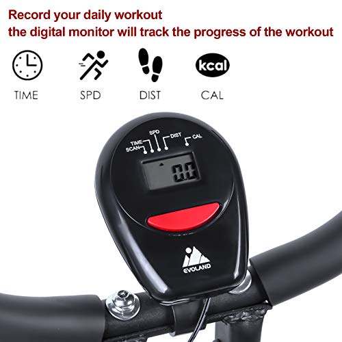 Bicicleta estática Plegable EVOLAND, Bicicleta estática con 8 Niveles de Resistencia, Asiento Ajustable, Pantalla LCD, Bicicleta Interior de Entrenamiento Cardiovascular para Adultos, 2021 Estilo