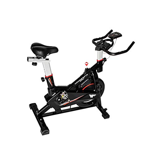 Bicicleta Spinning Estática para Interior Fitness | Ajuste de resistencia sin niveles | Monitor digital y asas de frecuencia de pulsación | Cinco niveles de ajuste de altura con Rueda de Inercia