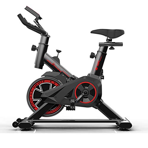 Bicicleta Spinning Indoor Ultra Silencioso, Volante De Gran Tamaño, Estructura De Soporte Triangular, Pantalla LED, Frecuencia Cardíaca Medible, Adecuado para El Hogar, La Empresa,Negro