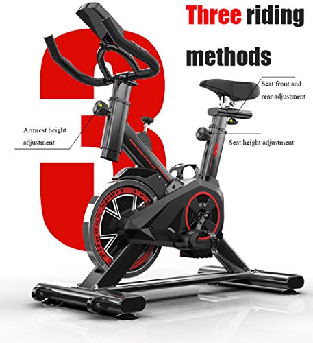 Bicicleta Spinning Indoor Ultra Silencioso, Volante De Gran Tamaño, Estructura De Soporte Triangular, Pantalla LED, Frecuencia Cardíaca Medible, Adecuado para El Hogar, La Empresa,Negro