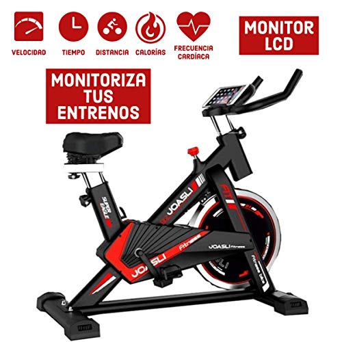 Bicicleta Spinning Perpetual Fitness Bici Estática Indoor Volante Inercia 9KG Resistencia Ajustable Monitor LCD Gimnasio Ejercicio y Entrenamiento Casa Hombre Mujer