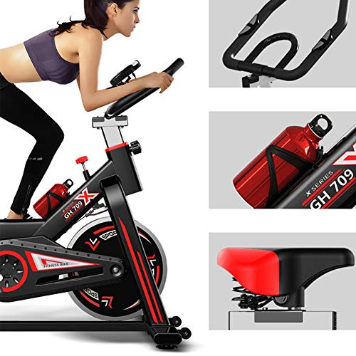 Bicicleta Spinning Profesional,Indoor Cycling LCD Pantalla Electronica Sensor de Frecuencia Cardiaca,Resistencia Variable Asiento Manillar Ajustables Bicicleta Estatica de Carga 150kg Con Hervidor