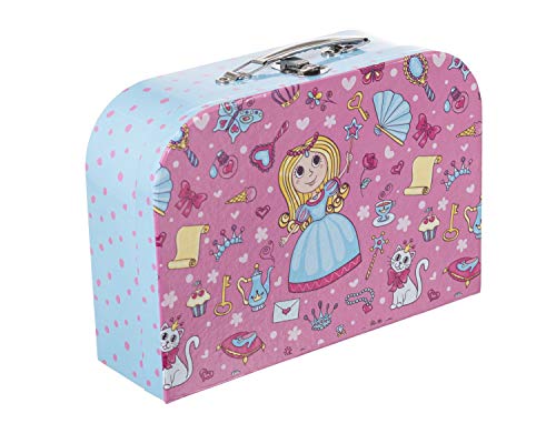 Bieco Kinderkoffer Prinzessin, Koffer aus stabiler Pappe, 30 cm, mit Metallgriff, für Kinder AB 3 Jahre Equipaje Infantil, 6 Liters, Rosa (Hellblau Und Pink)