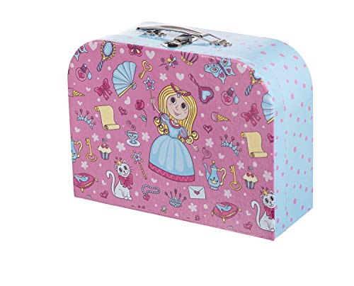 Bieco Kinderkoffer Prinzessin, Koffer aus stabiler Pappe, 30 cm, mit Metallgriff, für Kinder AB 3 Jahre Equipaje Infantil, 6 Liters, Rosa (Hellblau Und Pink)