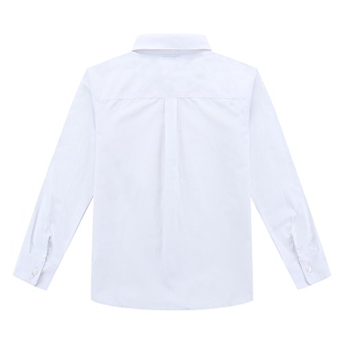 Bienzoe Niño Uniforme Escolar Manga Larga Oxford Camisa Blanco 12