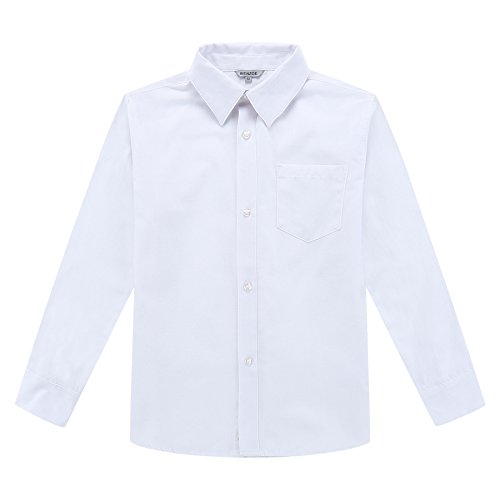 Bienzoe Niño Uniforme Escolar Manga Larga Oxford Camisa Blanco 12