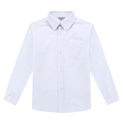 Bienzoe Niño Uniforme Escolar Manga Larga Oxford Camisa Blanco 12 Bienzoe Niño Uniforme Escolar Manga Larga Oxford Camisa Blanco 12