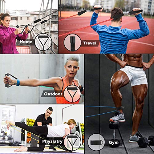 BIGFOX 11Pcs Bandas Elásticas Musculacion,Cintas Elásticas Fitness,hasta 150LB,Set de Bandas de Resistencia para-5 Tubos de látex, 2 Manijas, 2 Correa de Tobillo, Ancla de Puerta, Bolsa de Transporte BIGFOX 11Pcs Bandas Elásticas Musculacion,Cintas Elásticas Fitness,hasta 150LB,Set de Bandas de Resistencia para-5 Tubos de látex, 2 Manijas, 2 Correa de Tobillo, Ancla de Puerta, Bolsa de Transporte