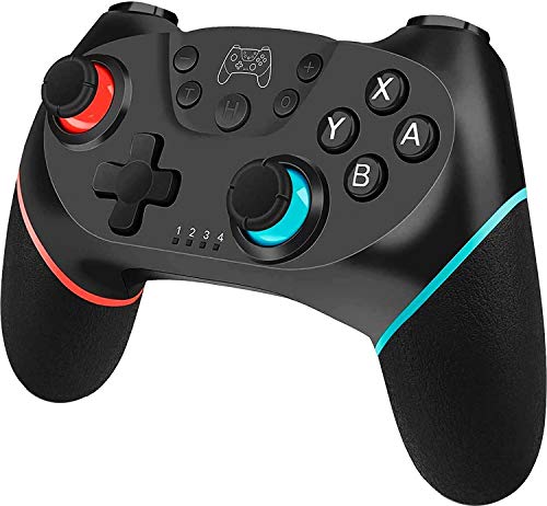 BIGFOX Mando Inalámbrico para Nintendo Switch Pro/Lite, Gamepad con Doble Choque/Motor de Vibración/Giroscopio de 6 Ejes/Turbo Ajustable/Joystick Remoto, Recargable de Batería 500mAh